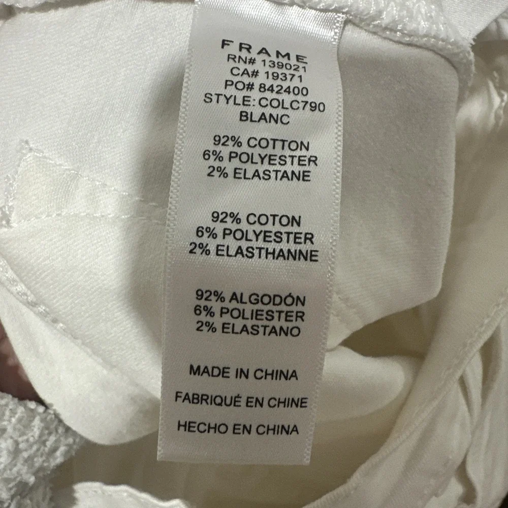 Frame Le Skinny De Jeanne Crop‎ Mid Rise Ivory White Jeans Women's Size 27